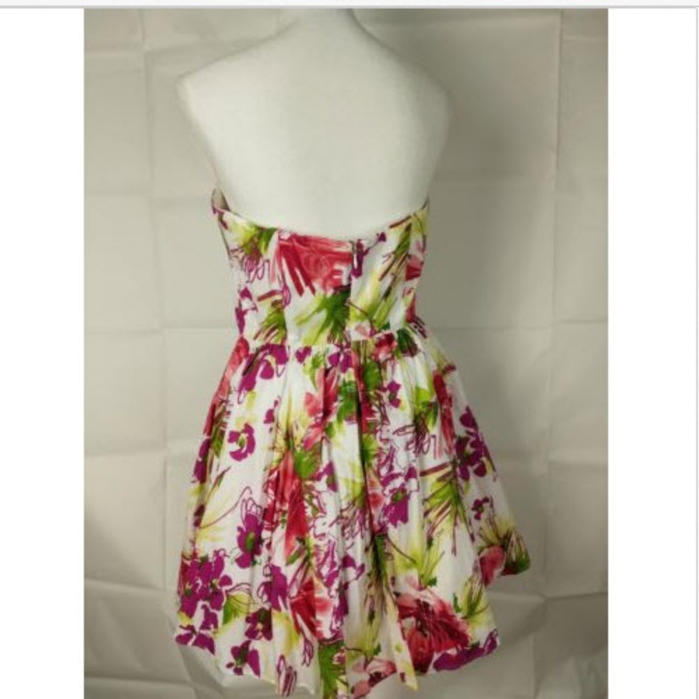 Allen B. Dress Sz 10 White Floral Micro A Line - Picture 4 of 6